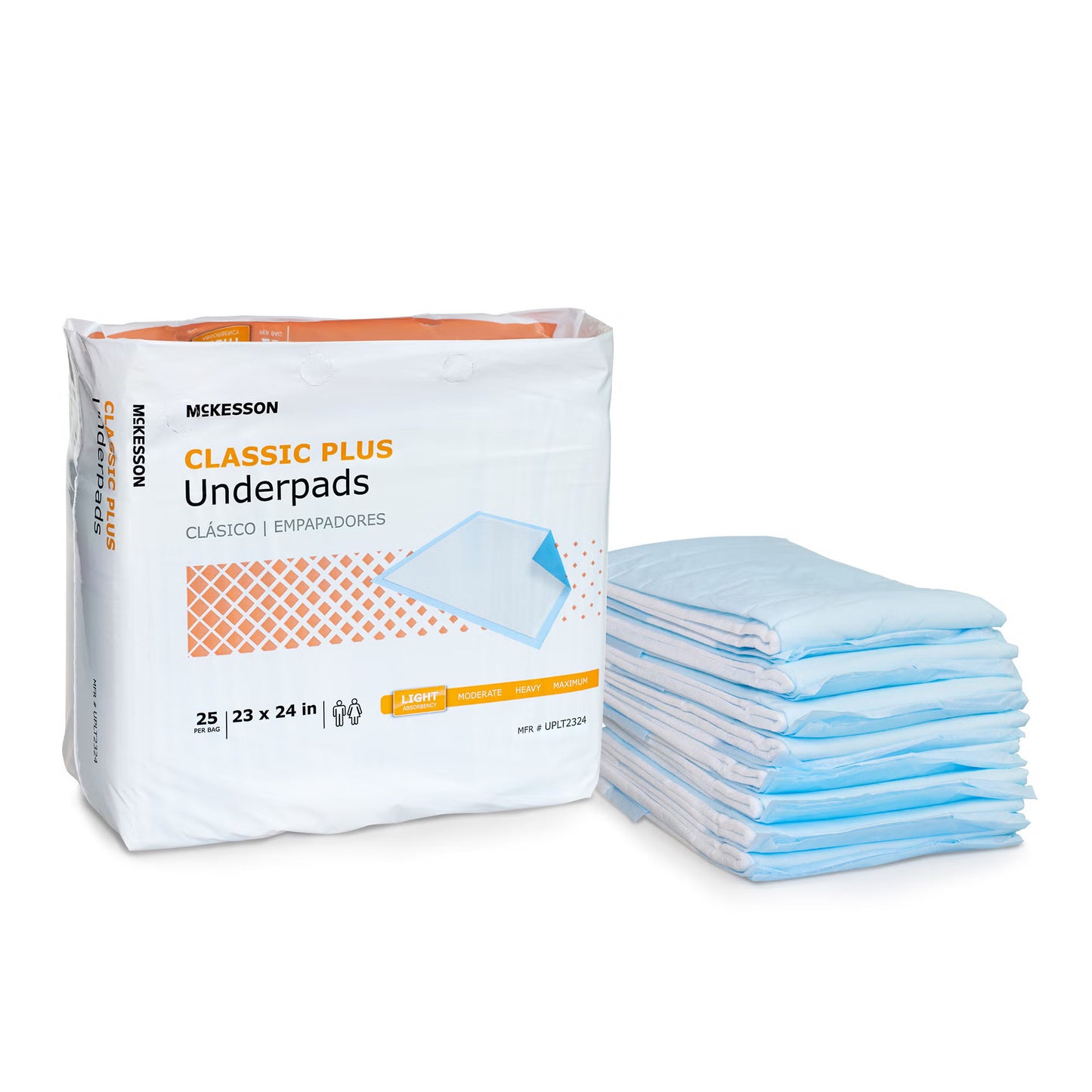 McKesson Classic Plus Light Absorbency Underpads, 23 x 24 Inch