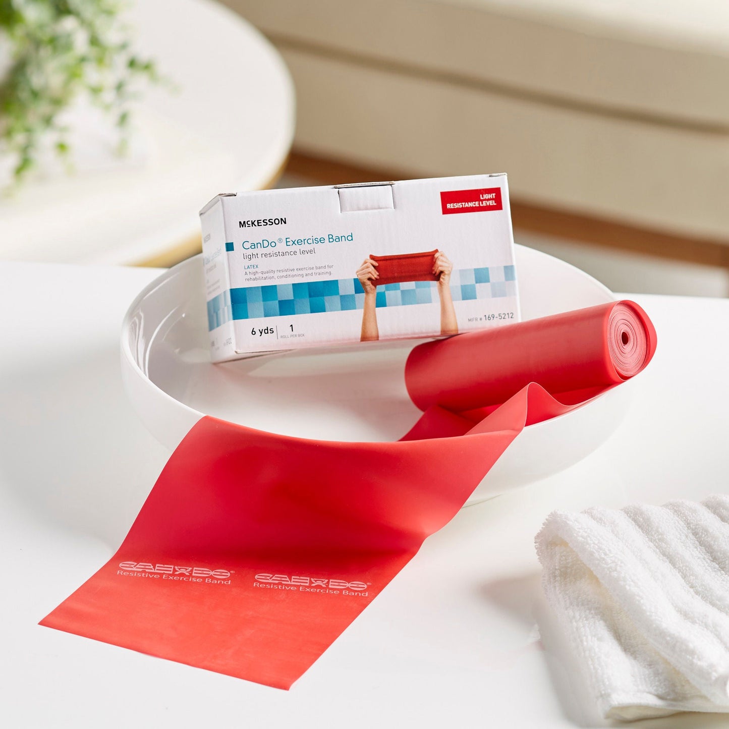 McKesson Exercise Resistance Band, Red, 5 Inch x 6 Yard, Light Resistance