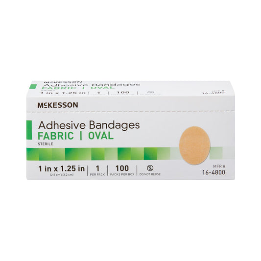 McKesson Oval Tan Adhesive Bandage, 1 x 1-1/4 Inch