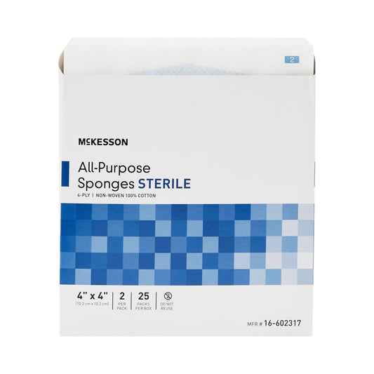 McKesson Sterile Nonwoven Sponge, 4 x 4 Inch, Four Ply