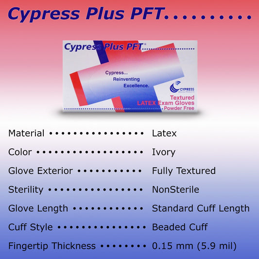 Cypress Plus® PFT Latex Exam Glove, Medium, Ivory