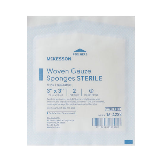 McKesson Sterile Gauze Sponge, 3 x 3 Inch, 12-Ply