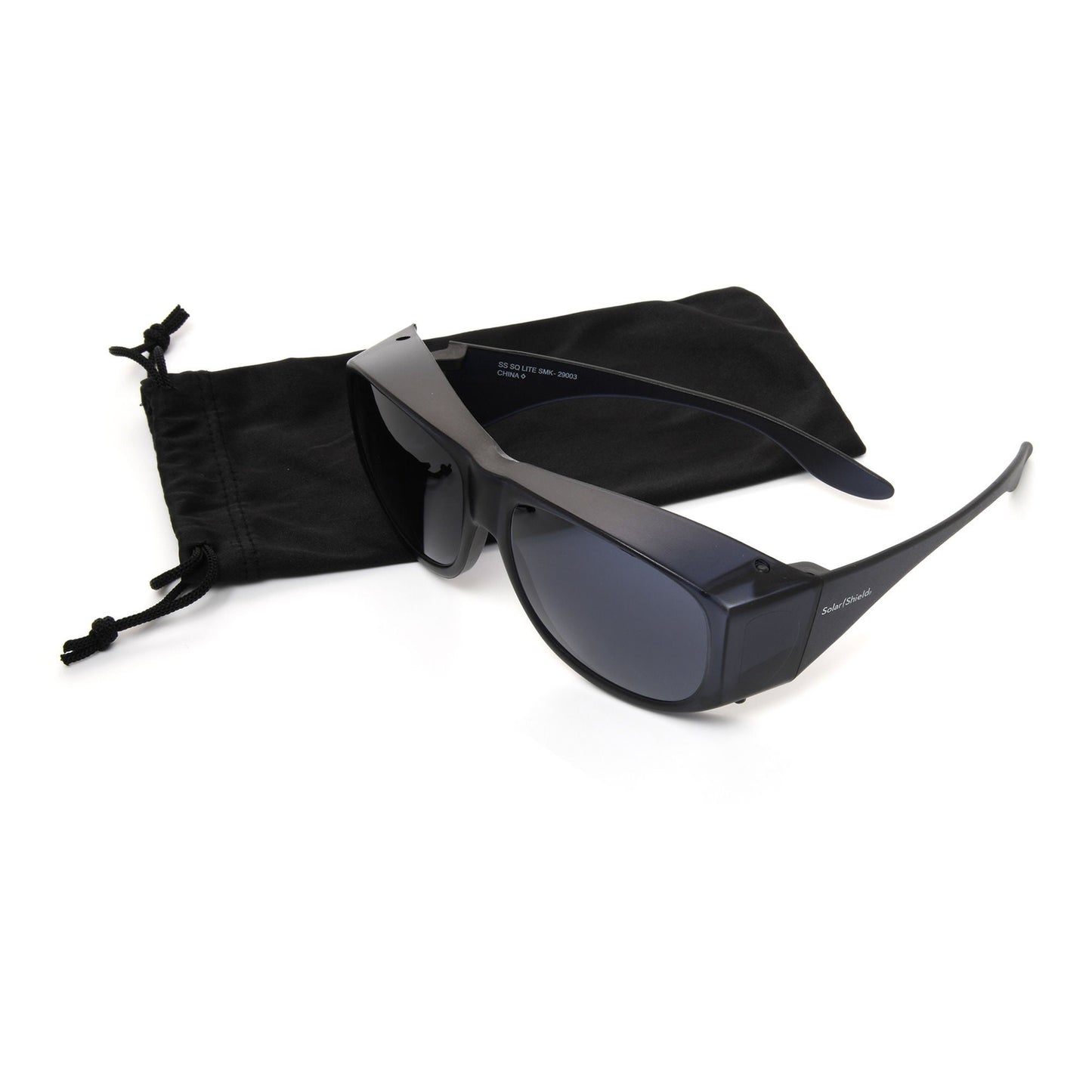 Sunglasses Solar Shield® Fit Over Uncoated Smoke Tint Polycarbonate Lens Black Frame Over Ear One Size Fits Most