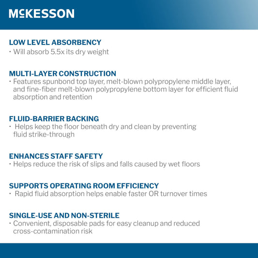 Anti-Static Anti-Fatigue Floor Mat McKesson 32 Inch X 46 Foot Light Absorbency Blue Spunbond / Melt-Blown Polypropylene