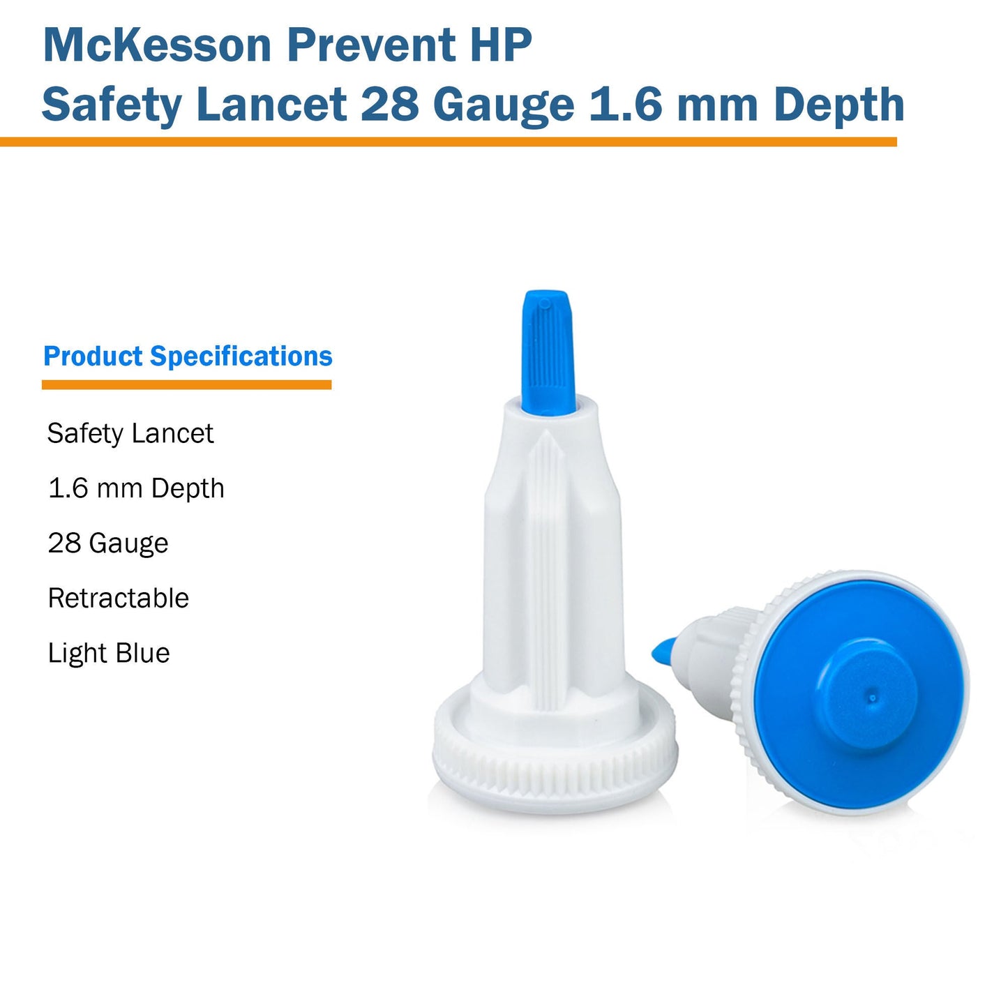 McKesson Prevent® HP Push Button Safety Lancet, 28 Gauge