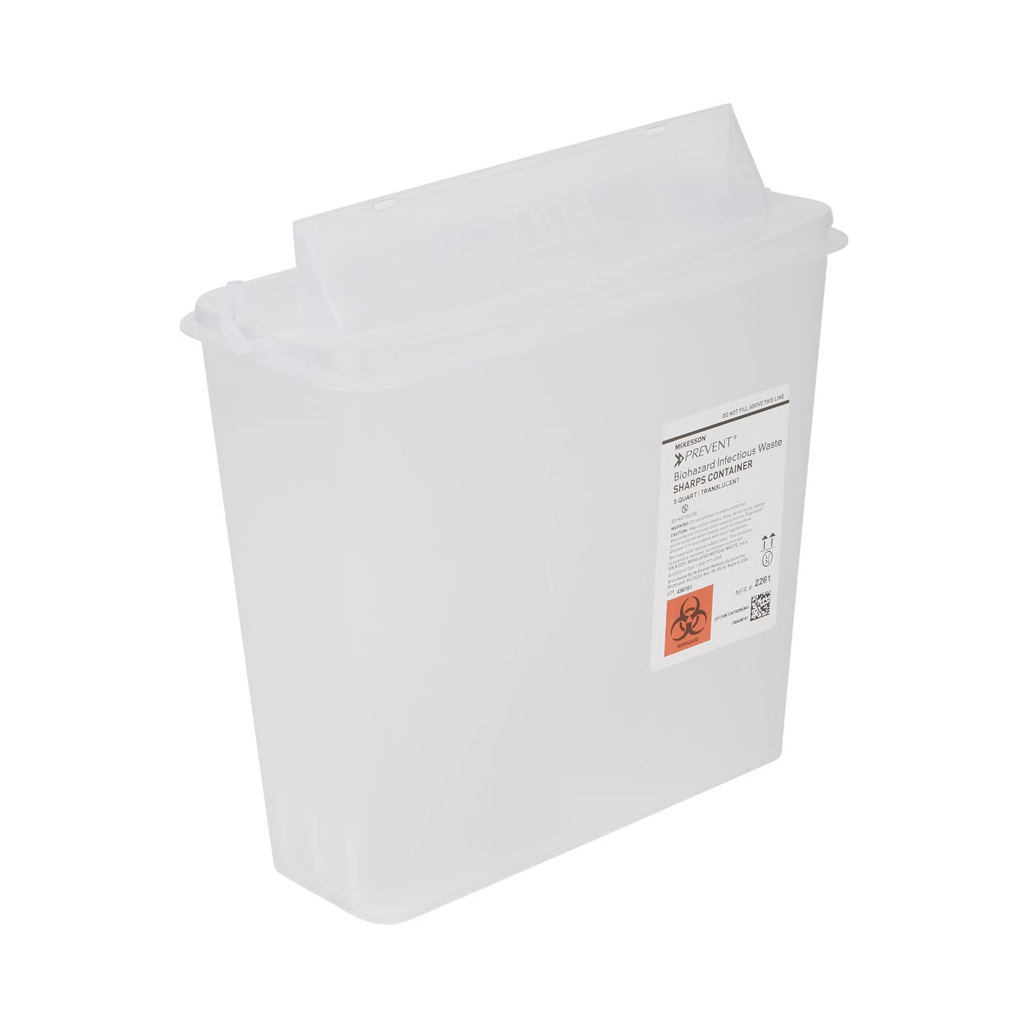McKesson Prevent® Sharps Container, 1-1/4 Gallon, 10-3/4 x 10-1/2 x 4-3/4 Inch