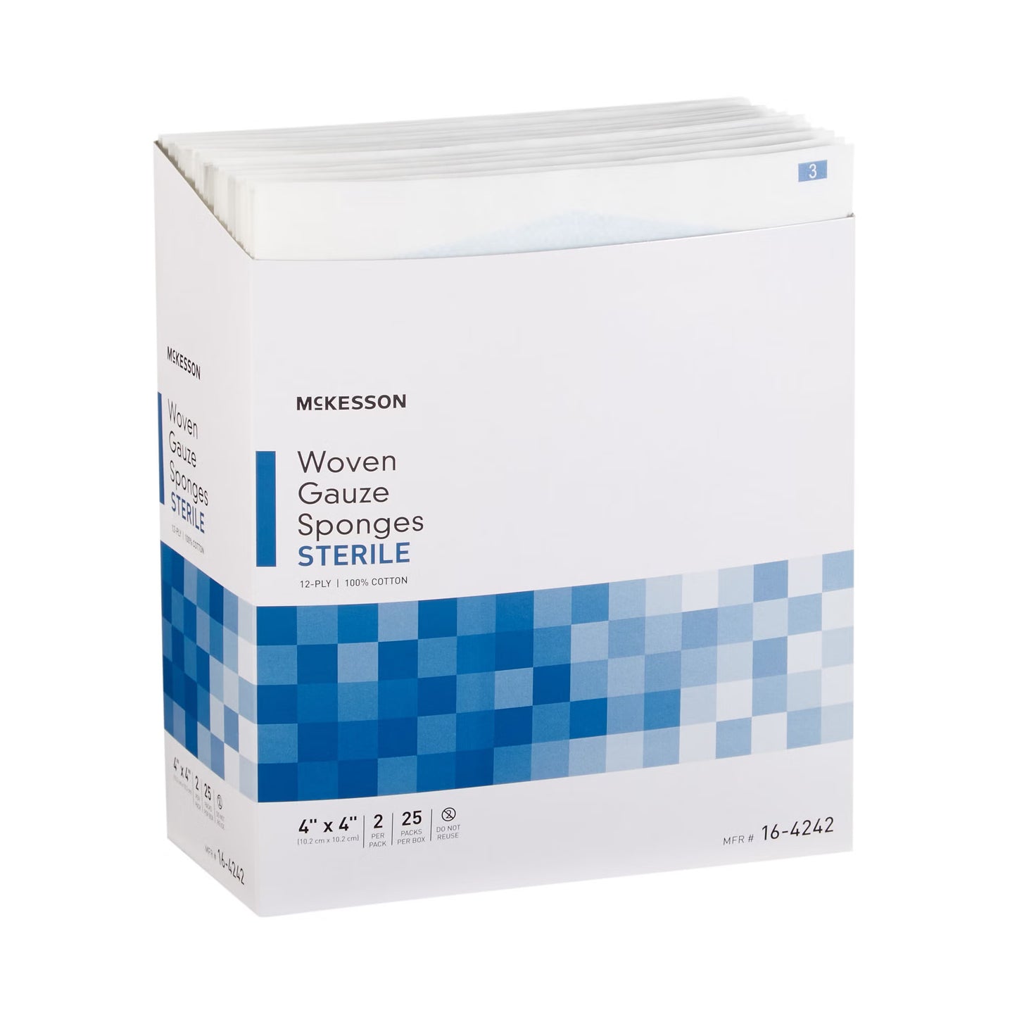 McKesson Sterile Gauze Sponge, 4 x 4 Inch, 12-Ply