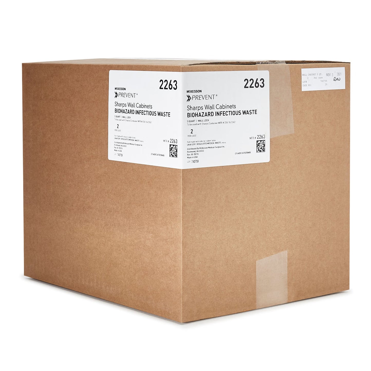 McKesson Prevent® Sharps Collector Wall Cabinet, 12¼ x 4¾ x 10 Inch