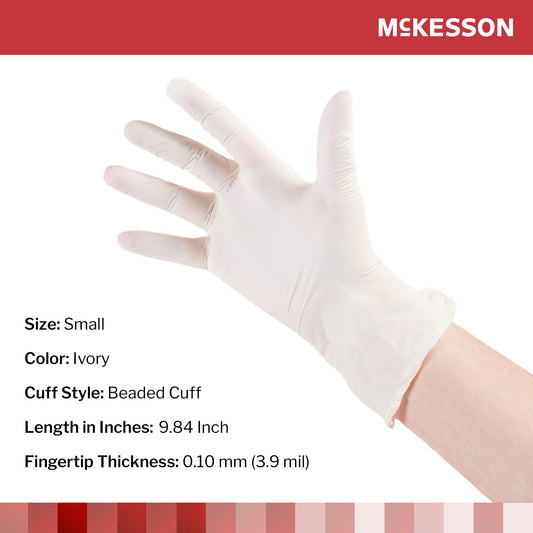 McKesson Stretch Vinyl Exam Glove, Small, Ivory