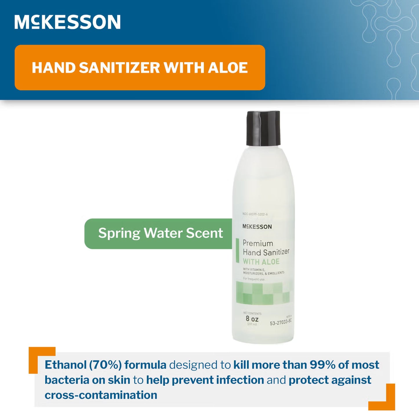 McKesson Premium Hand Sanitizer with Aloe, 8-ounce Bottle