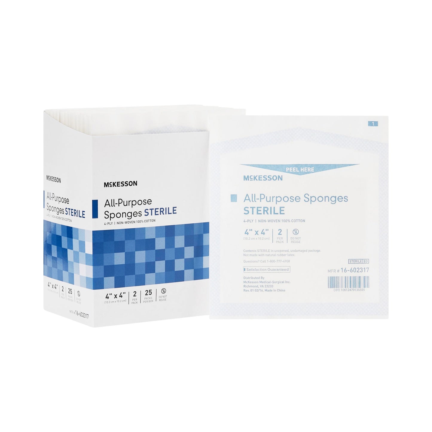 McKesson Sterile Nonwoven Sponge, 4 x 4 Inch, Four Ply