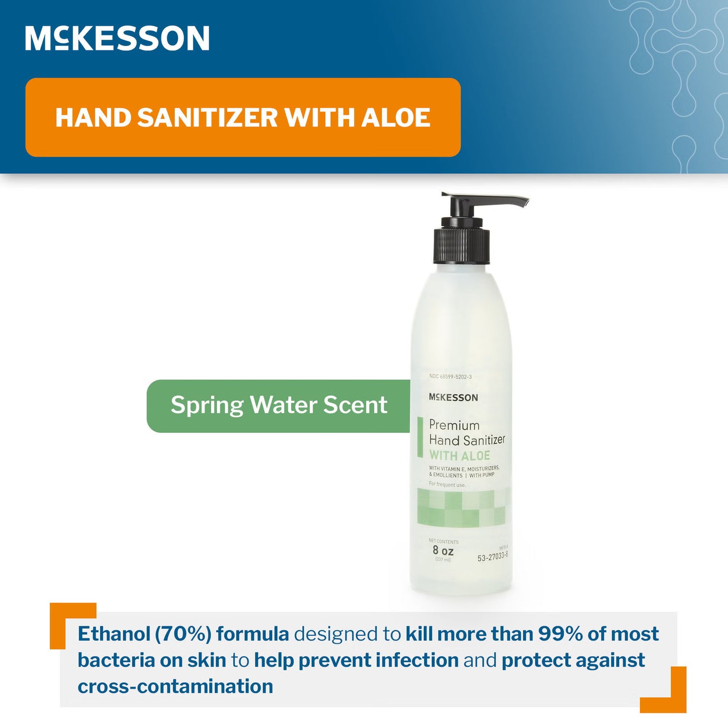 McKesson Premium Hand Sanitizer with Aloe, 8 oz., Gel, Pump Bottle
