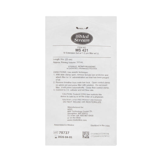McKesson IV Extension Set, Standard Bore 9-inch Tubing, 1.2 Micron Filter