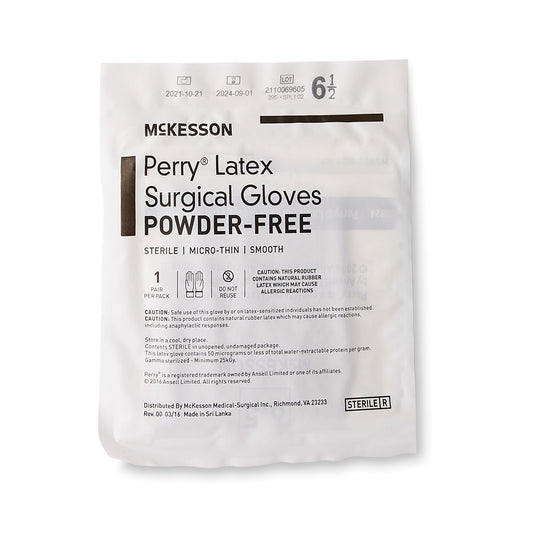 McKesson Perry® Latex Surgical Glove, Size 6.5, Brown