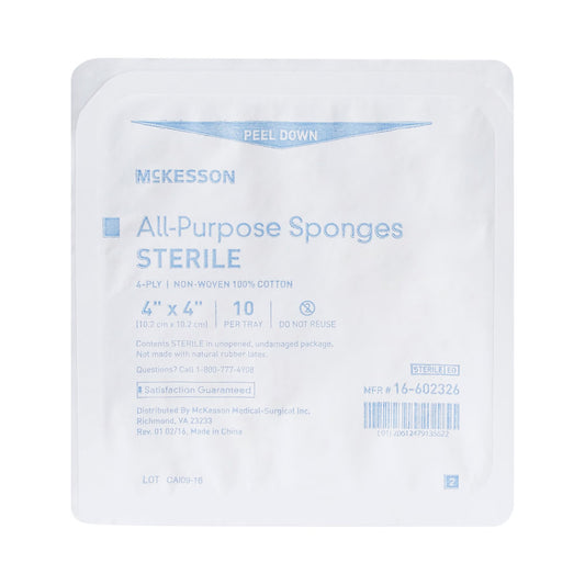 McKesson Sterile Nonwoven Sponge, 4 x 4 Inch, Four Ply
