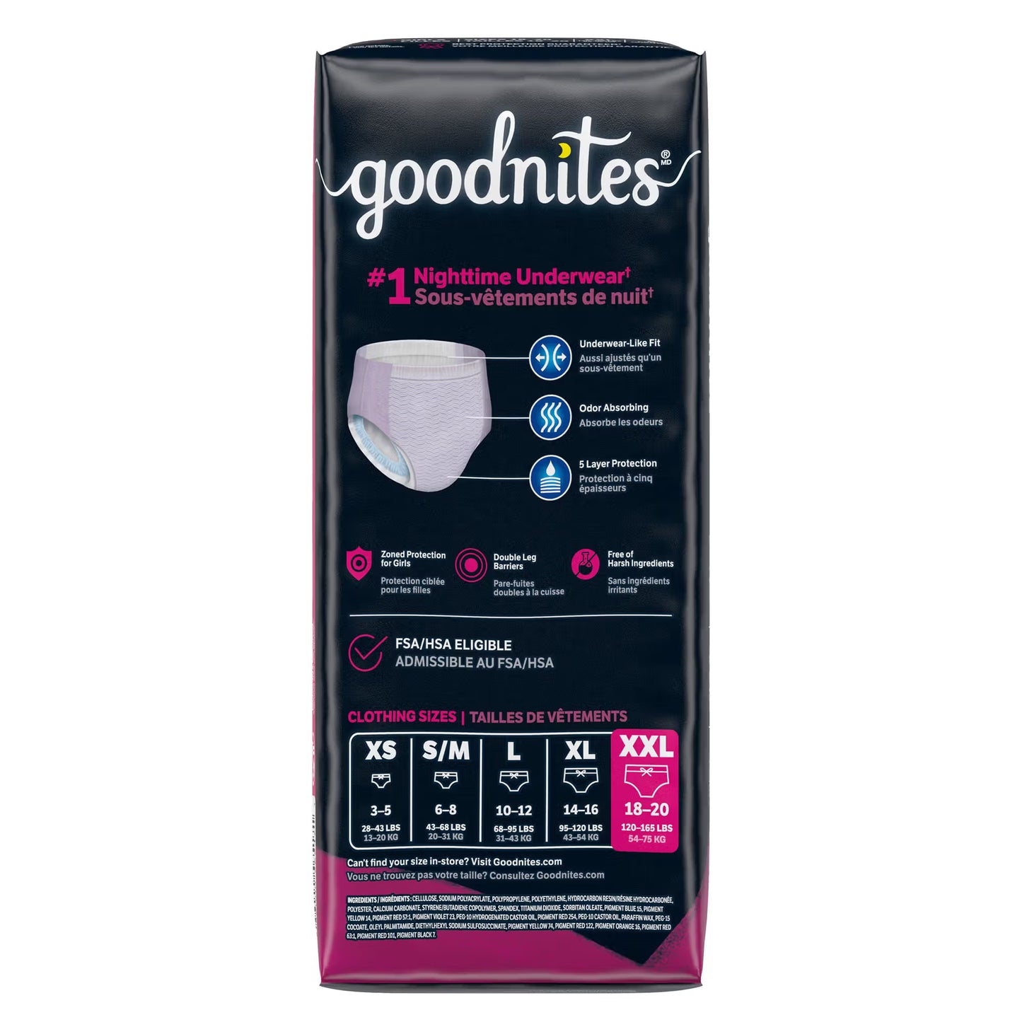 GoodNites® Nighttime Underwear for Girls, 2X-Large