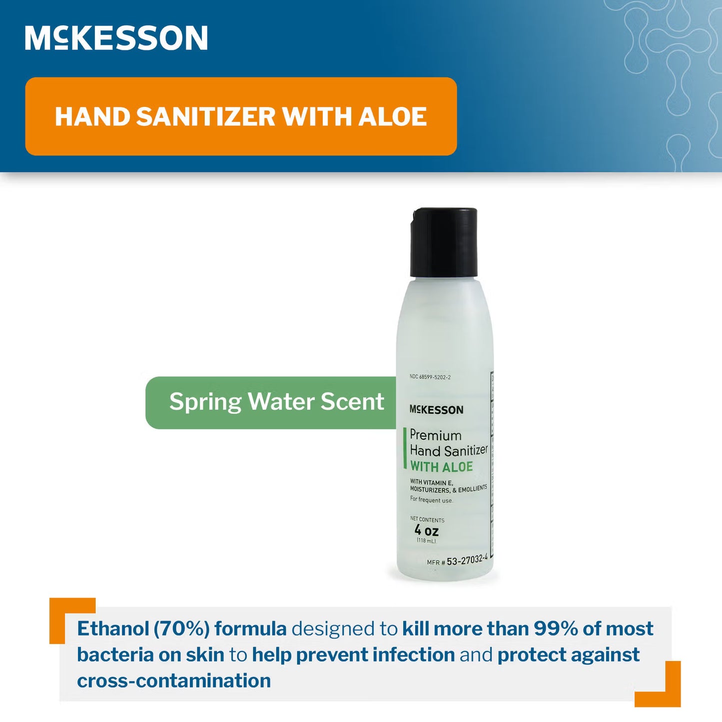 McKesson Premium Hand Sanitizer With Aloe, Ethyl Alcohol Gel, 4-ounce Bottle