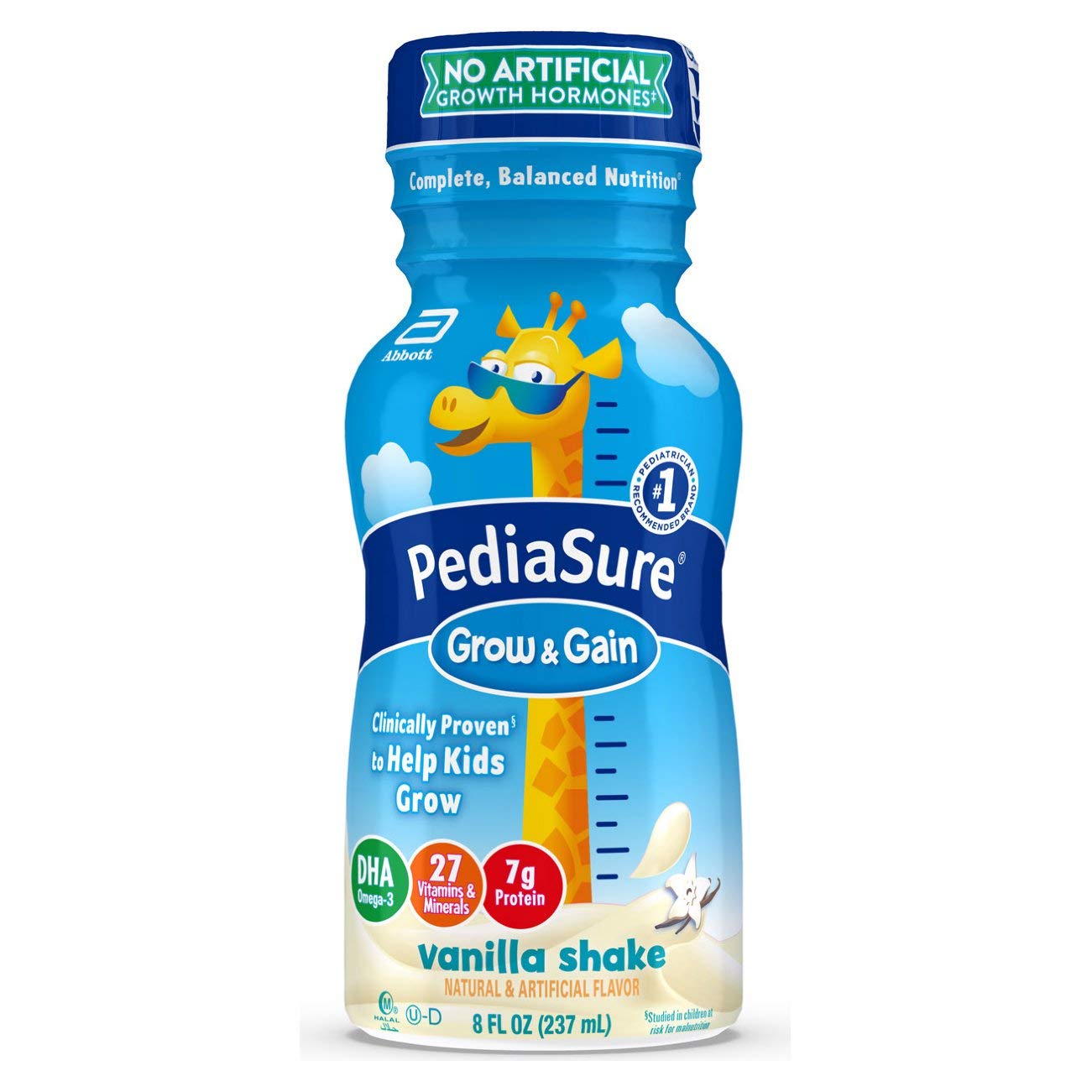 Pediasure Grow & Gain with Fiber, Vanilla 8 fl. oz. Bottle