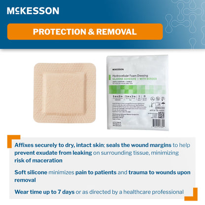 McKesson 5 x 5 Inch Five-Layer Hydrocellular Foam Dressing w/ 2 x 2 Inch Border