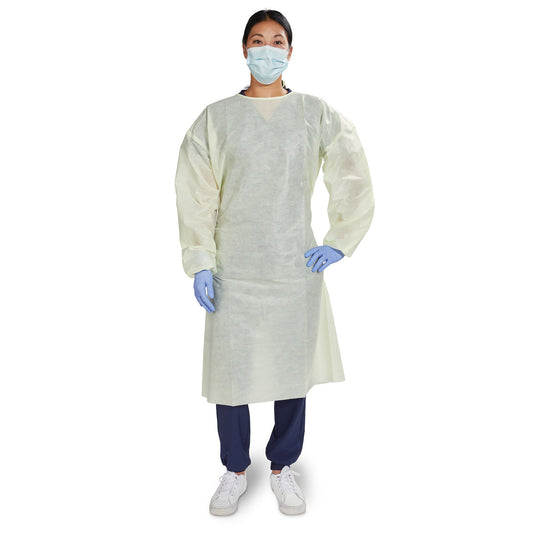 McKesson AAMI Level 2 Isolation Gown, Tie Neck Style, Extra Large, Yellow