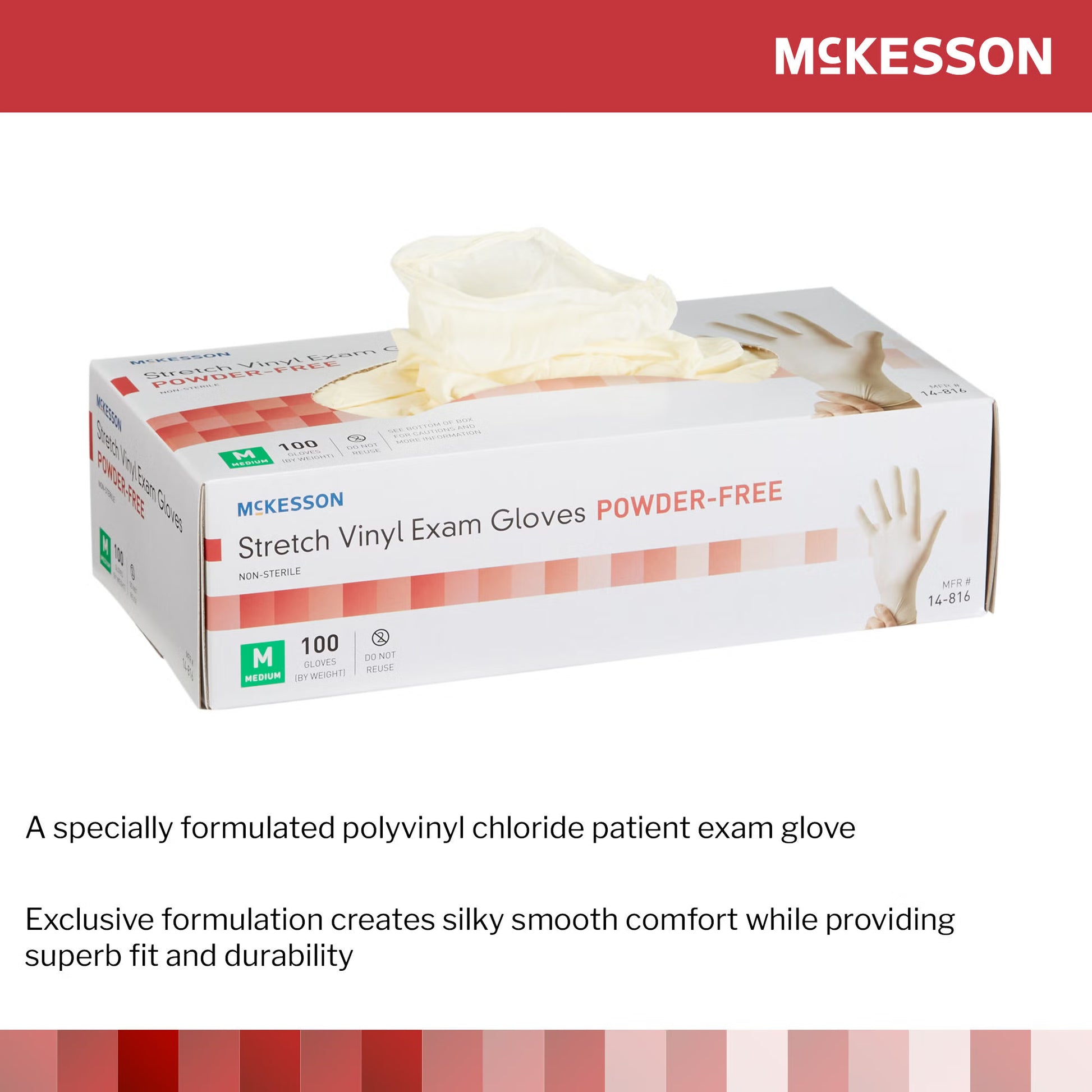 McKesson Stretch Vinyl Exam Glove, Medium, Ivory