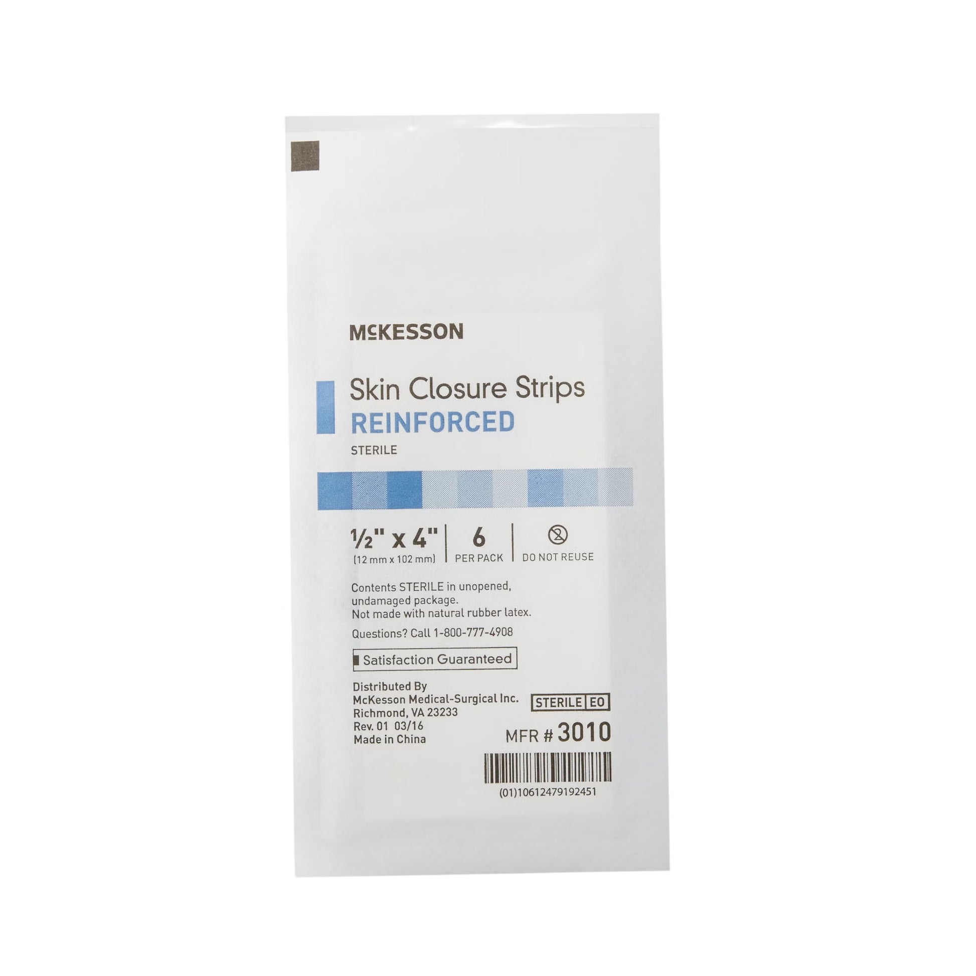McKesson Skin Closure Reinforced Strip, 0.5 x 4 Inch