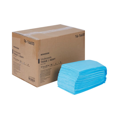 McKesson Nonsterile Blue Procedure Underpad, 17 x 24 Inch