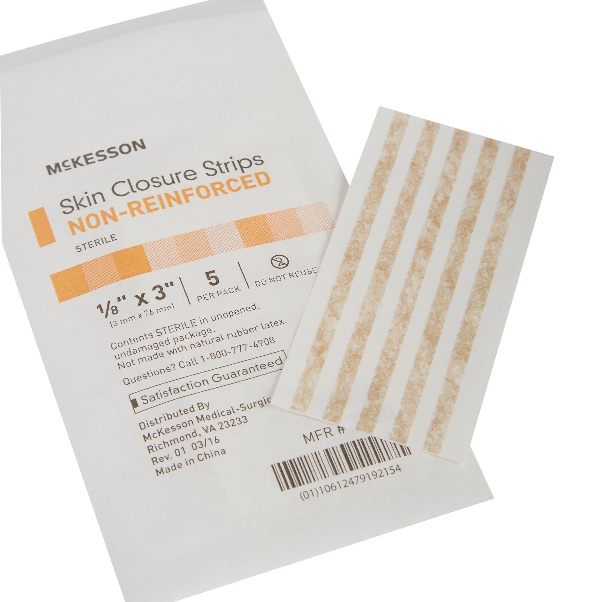 McKesson Nonreinforced Skin Closure Strip, 1/8 x 3 in.