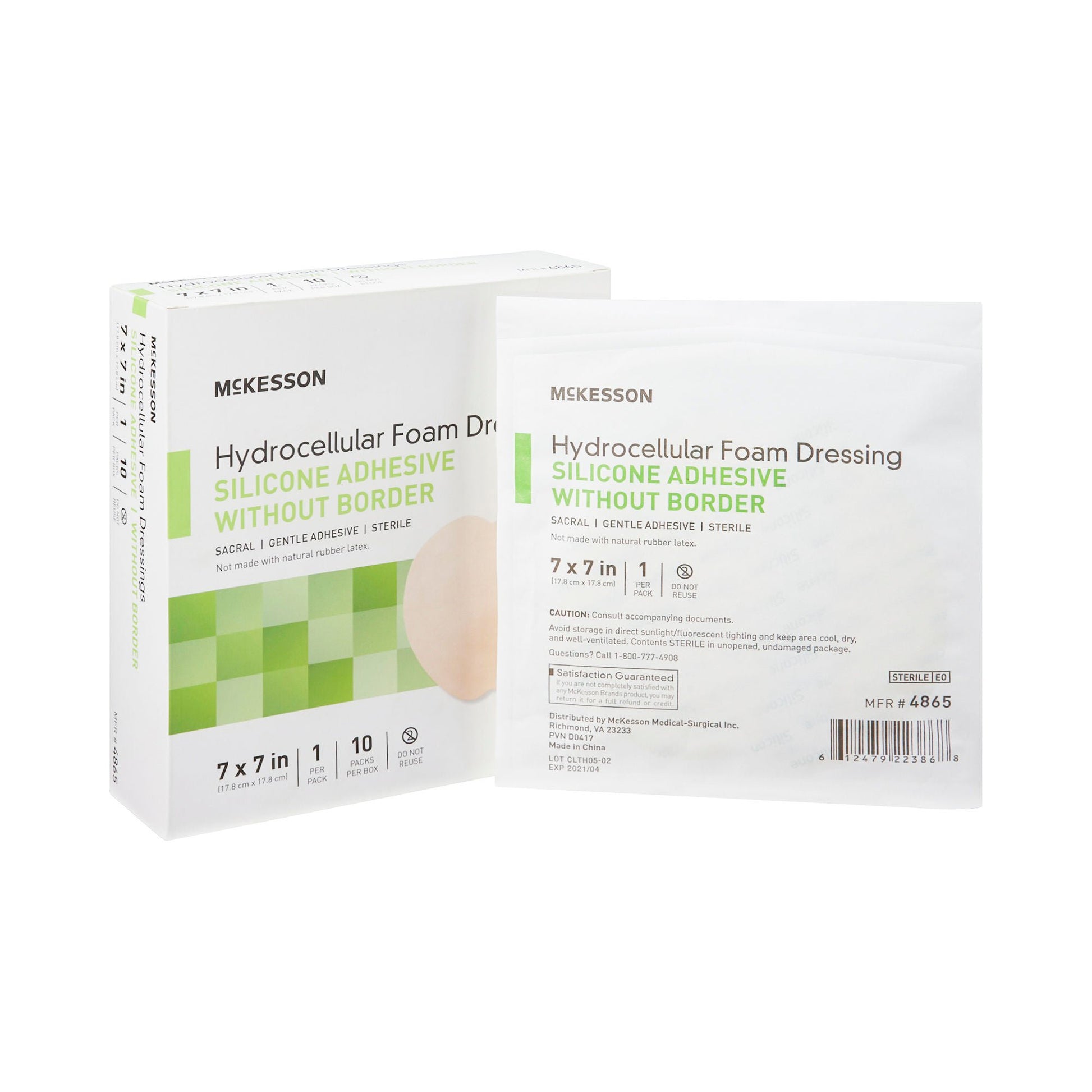 McKesson Hydrocellular Foam Dressing, Silicone Adhesive, w/o Border, 7 x 7 Inch