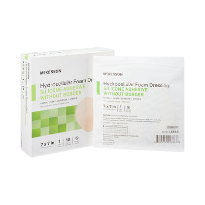 McKesson Hydrocellular Foam Dressing, Silicone Adhesive, w/o Border, 7 x 7 Inch