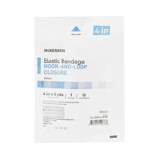 McKesson hook-and-loop closure Elastic Bandage, 4 Inch x 5 Yard