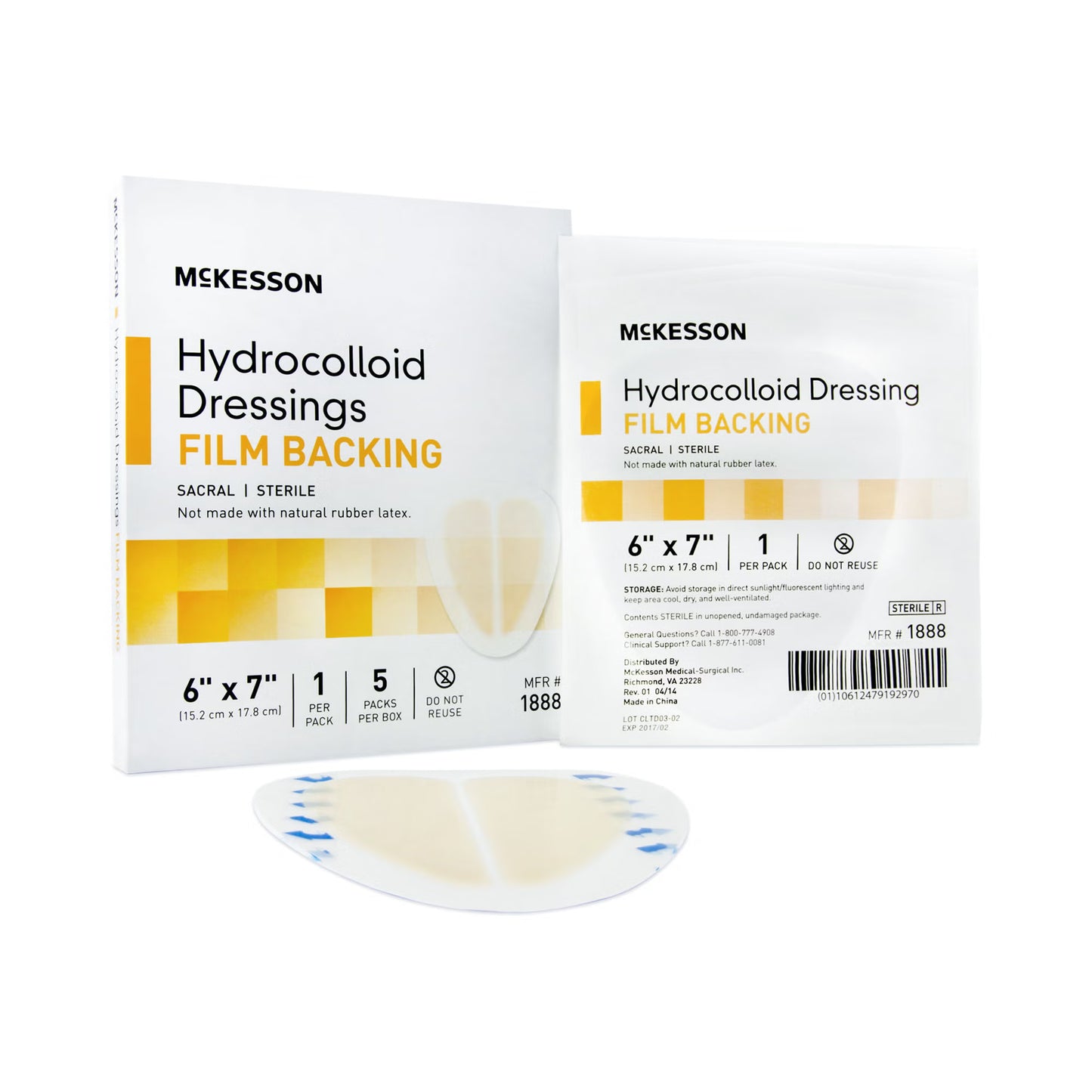McKesson Hydrocolloid Dressing, 6 x 7 Inch Sacral