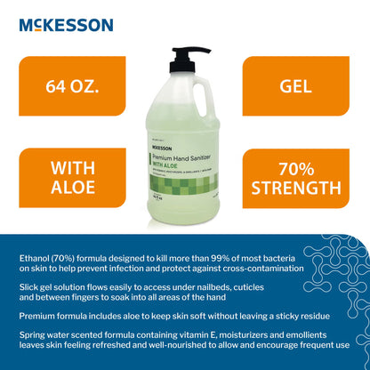 Hand Sanitizer with Aloe McKesson Premium 64 oz. Ethyl Alcohol Gel Pump Bottle