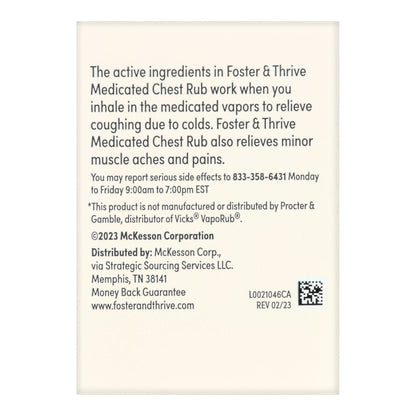 Foster & Thrive™ Chest Rub 2.6% Menthol 1.2% Eucalyptus Oil 4.8% Camphor