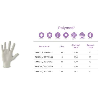 Polymed® Latex Exam Glove, Medium, Ivory