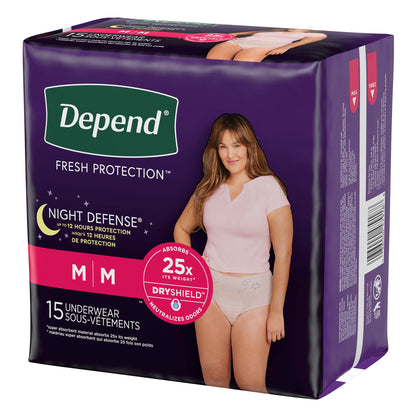 Depend® Night Defense® Women's Absorbent Underwear, Medium