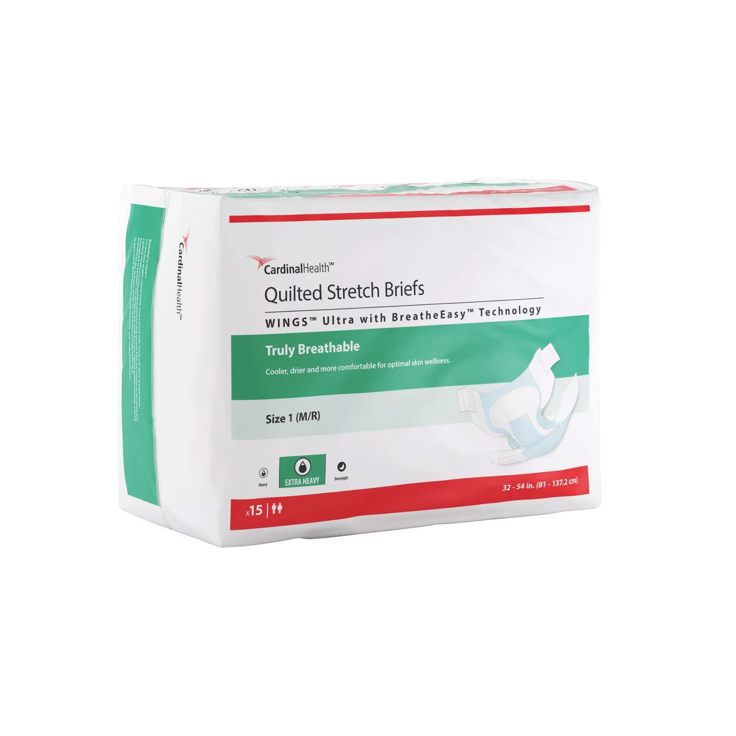 Incontinence Brief Wings™ Ultra Adult Size 1 Unisex Disposable Heavy Absorbency