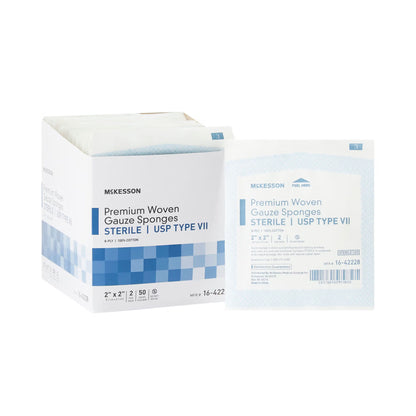 McKesson Sterile USP Type VII Gauze Sponge, 2 x 2 Inch, Eight Ply