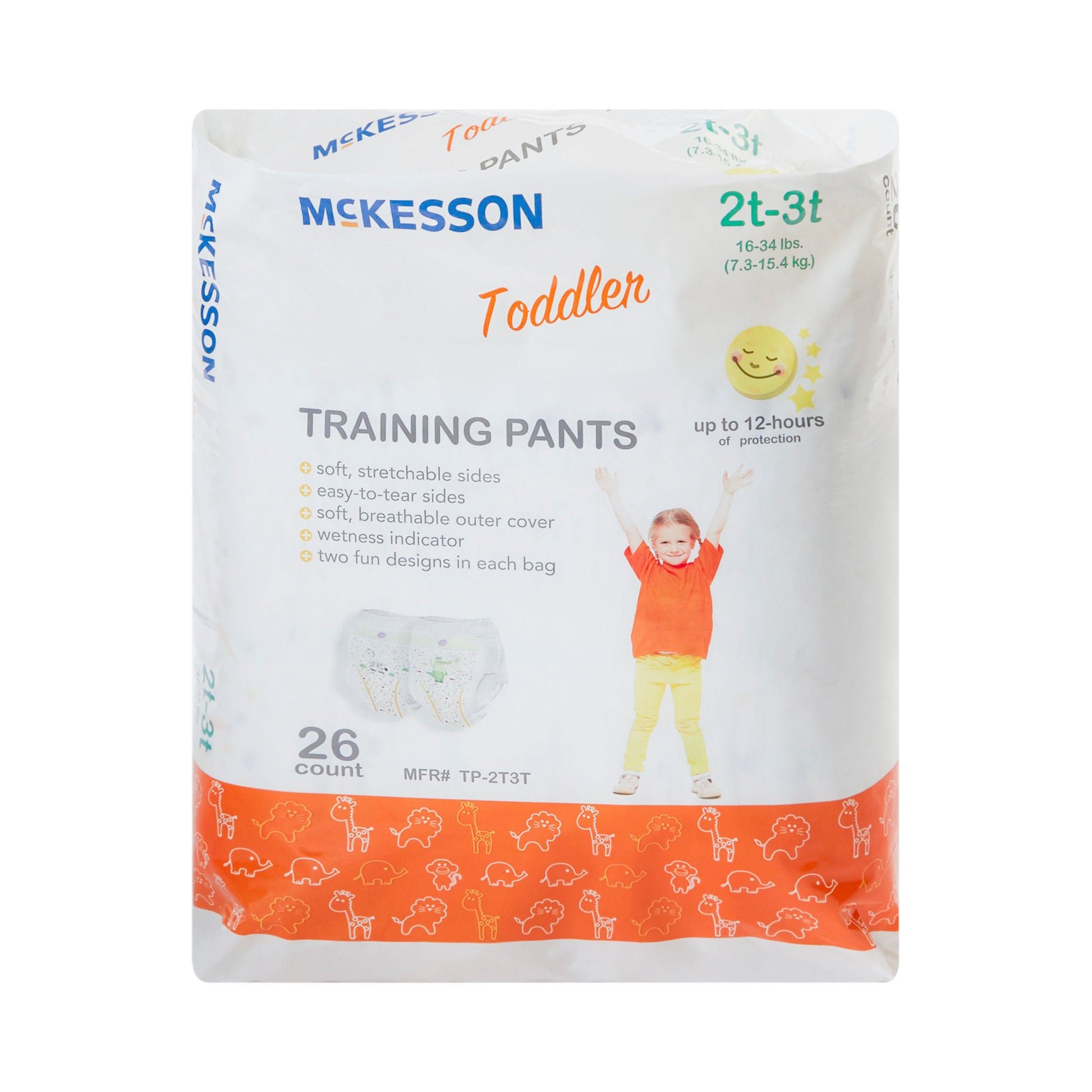 McKesson Toddler Training Pants, 2T to 3T for Children weighing 16 – 34 lbs.