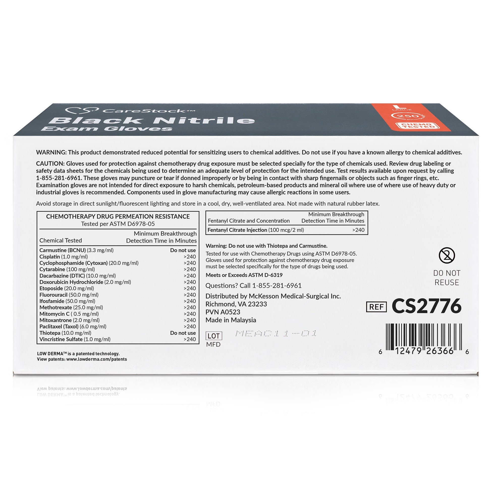 CareStock™ Nitrile Exam Glove, Large, Black