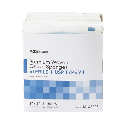 McKesson Sterile USP Type VII Gauze Sponge, 2 x 2 Inch, Eight Ply