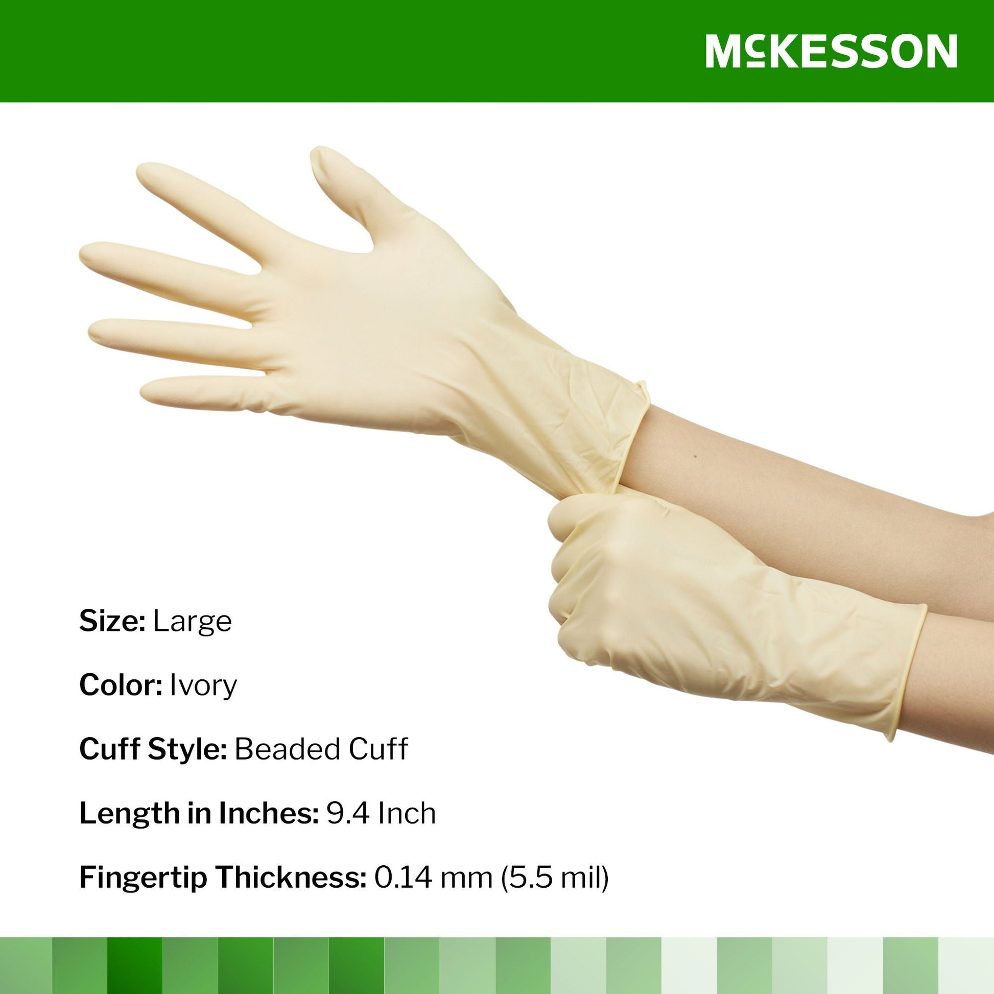 McKesson Confiderm® Latex Exam Glove, Large, Ivory