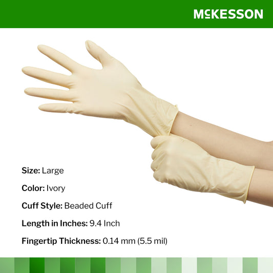 McKesson Confiderm® Latex Exam Glove, Large, Ivory