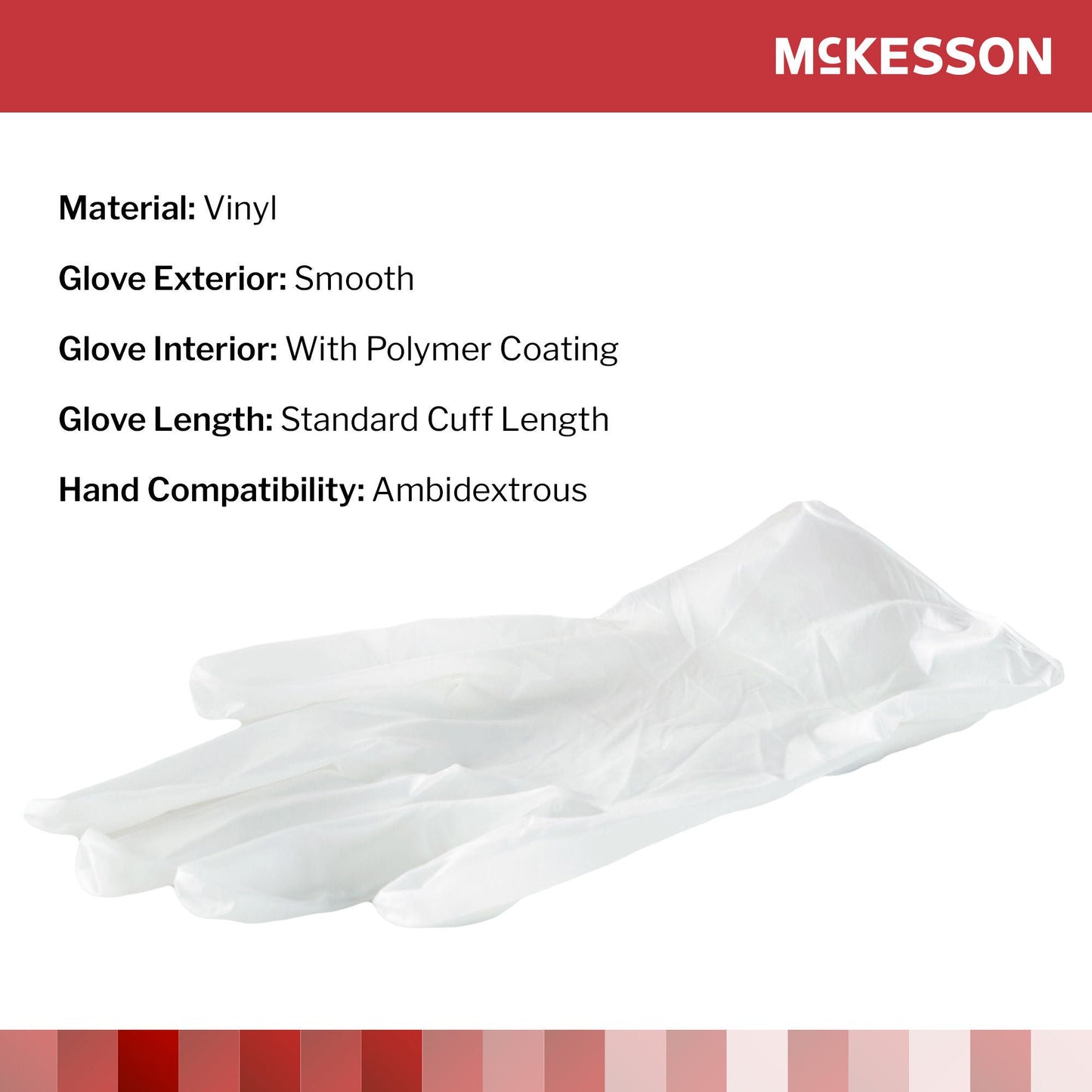 McKesson Confiderm® Vinyl Exam Glove, Small, Clear