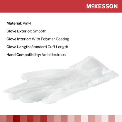 McKesson Confiderm® Vinyl Exam Glove, Small, Clear