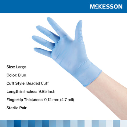 McKesson Confiderm® STR Nitrile Exam Glove, Large, Blue