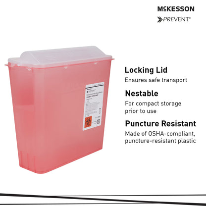 McKesson Prevent® Red Sharps Container, 1.25 Gallon, 10.75 x 10.5 x 4.75 Inch