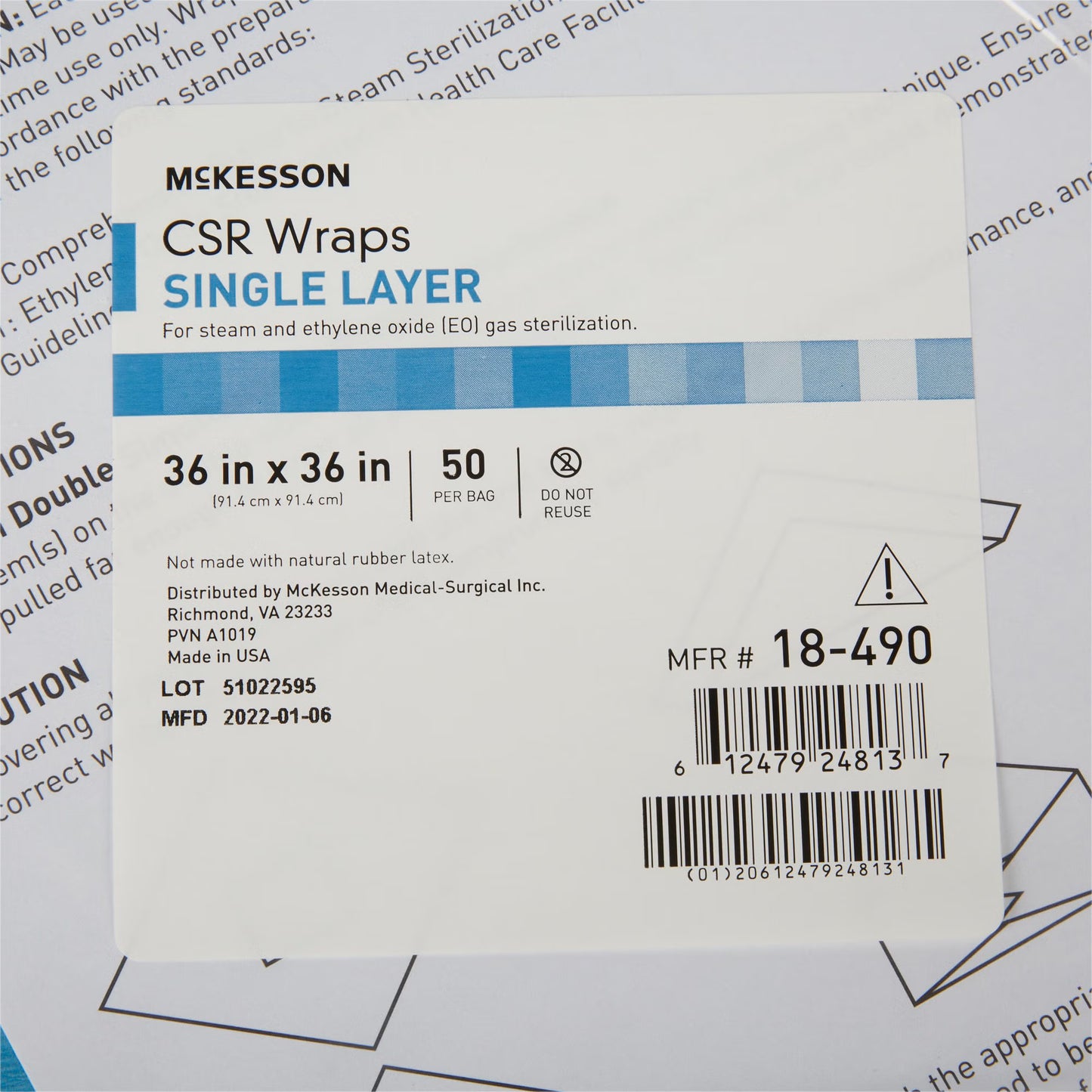 McKesson Single Layer Sterilization Wrap, 36 x 36 Inch