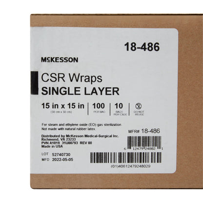 McKesson Single Layer Sterilization Wrap, 15 x 15 Inch