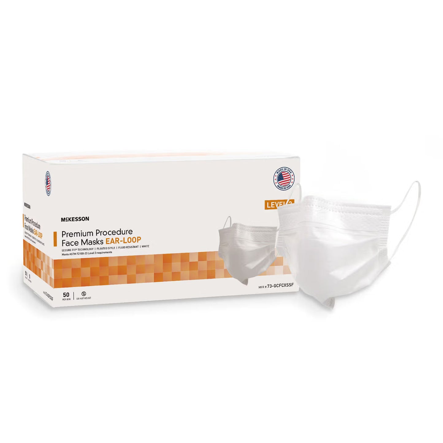 McKesson Procedure Mask, Pleated with Earloops, One Size Fits Most, White